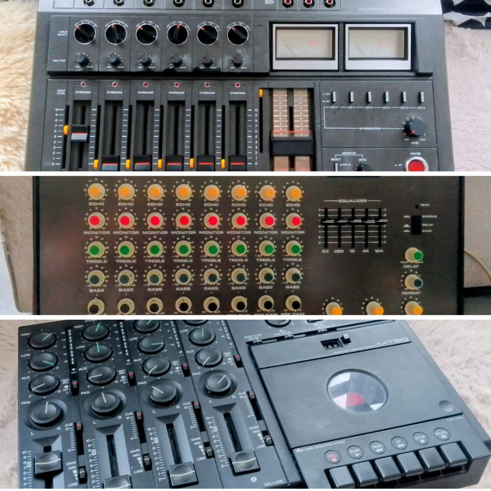 Vintage Mixer and Tape Recorder Pack Featuring Victor JVC, SISME