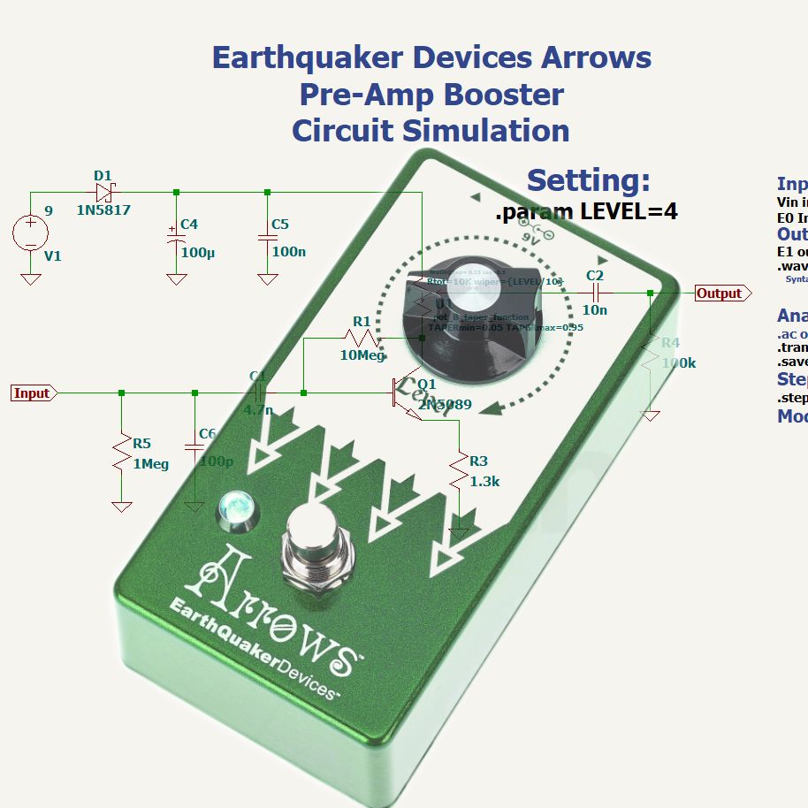 EarthQuaker Devices Bows Germanium Preamp LiveSPICE (Calibrated